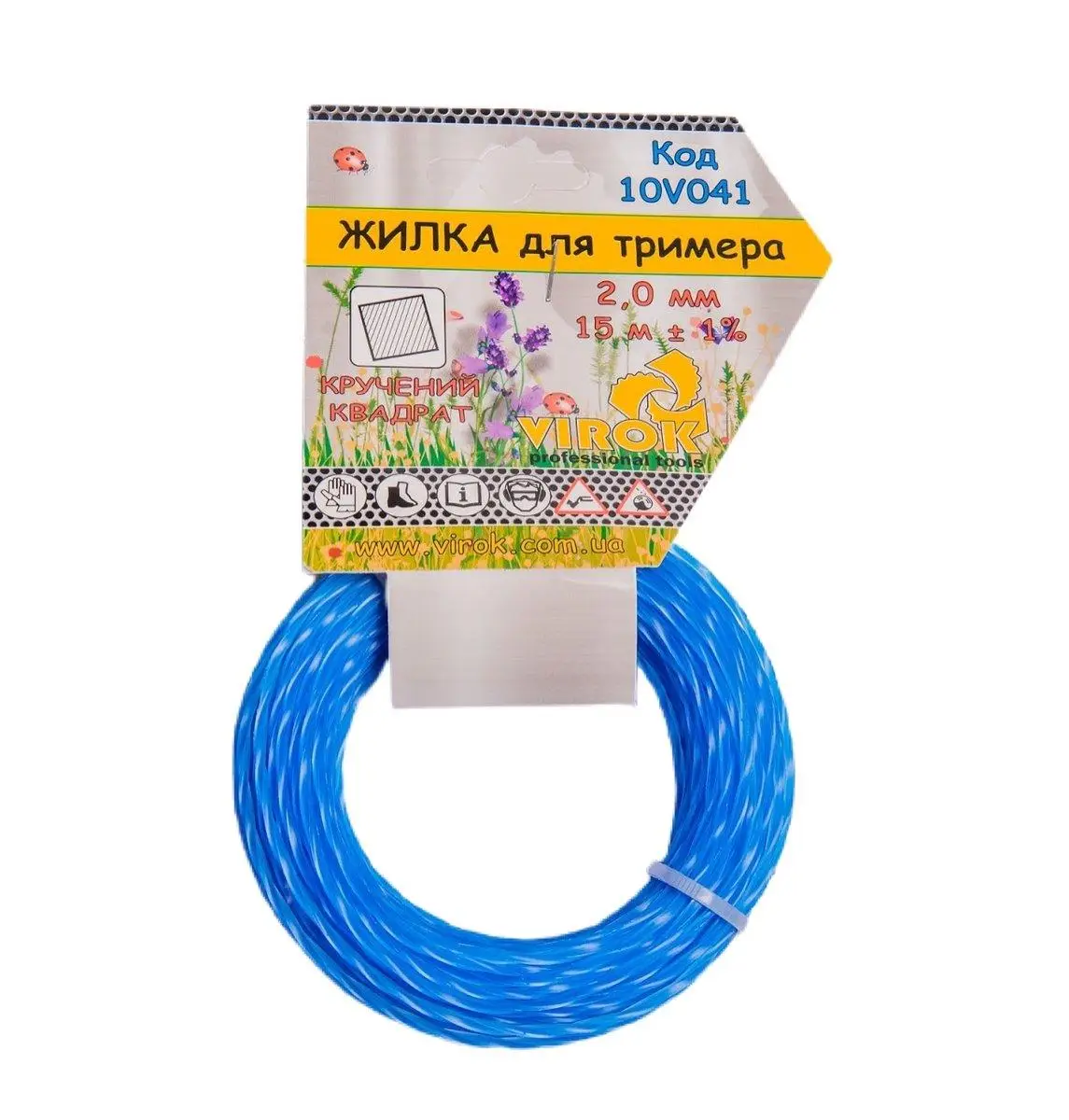 Жилка для тримера "Кручений КВАДРАТ" TM VIROK : Ø= 2.0 мм, l= 15 м - мініатюра 2