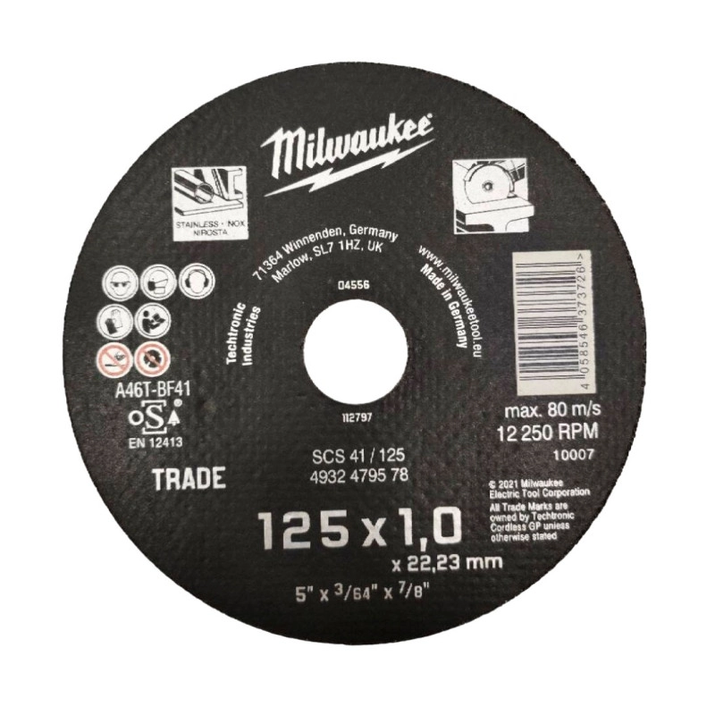 Диск відрізний по металу MILWAUKEE, SCS 41/125x1, діаметр125мм NEW - мініатюра 3