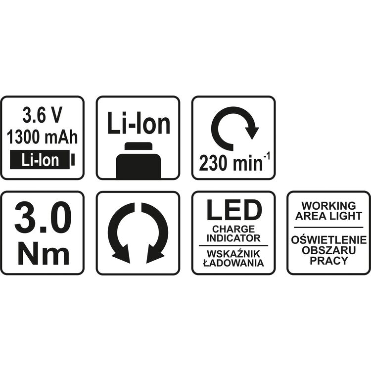 Викрутка акумуляторна YATO Li-Ion, 1.3 АхГод, 3.6 В; F=3 Nm, зі змінним корпусом - мініатюра 6