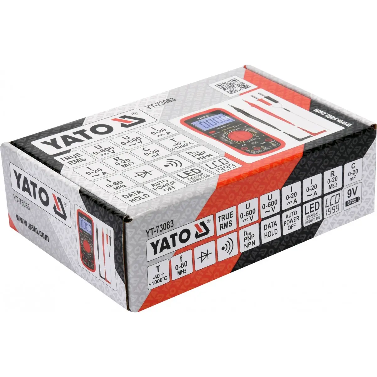 Мультиметр для вимірювання електричних параметрів YATO з LCD-дисплеєм і провідниковими контактами - мініатюра 2