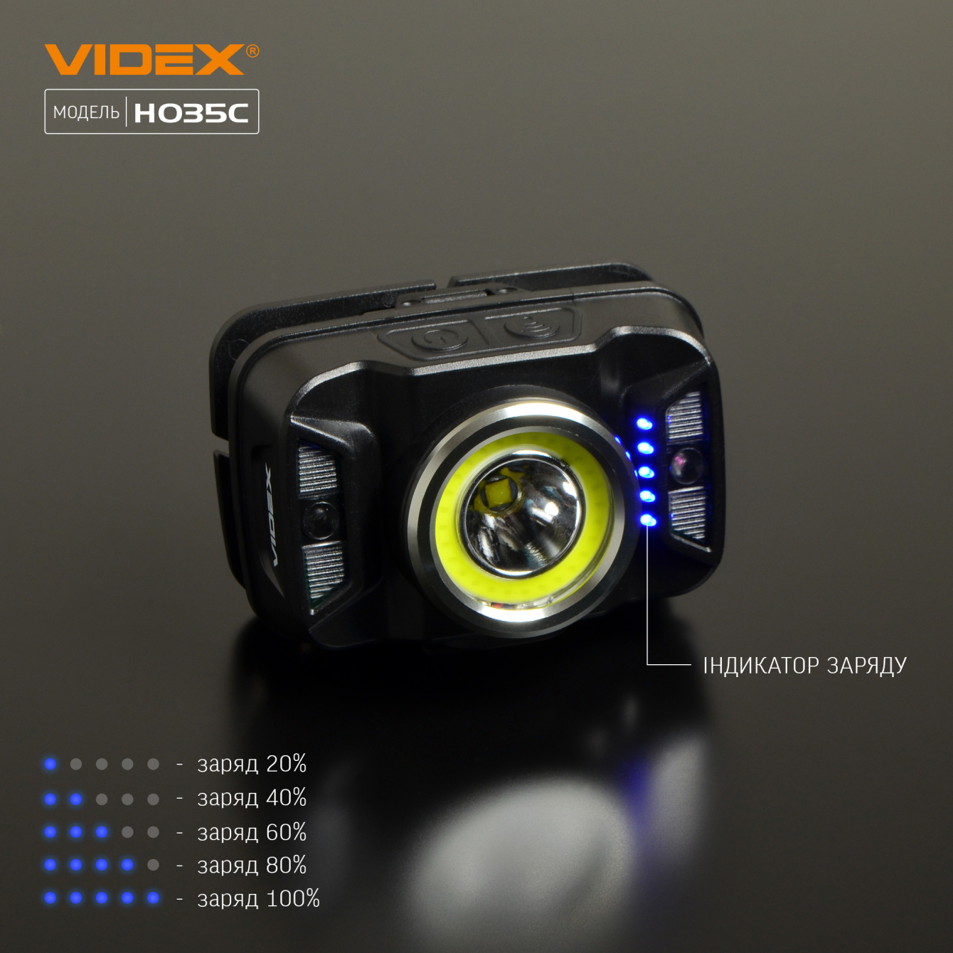 Налобний світлодіодний ліхтарик VIDEX VLF-H035C 410Lm 5000K - мініатюра 9